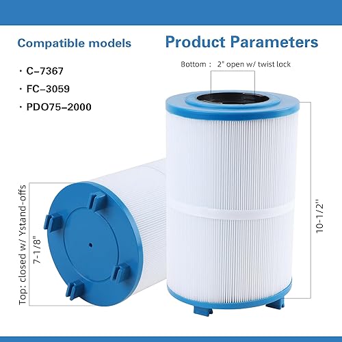 Miniatura 2 de C-7367 Dimension One Filtro de spa, compatible con PD075-2000, Dimension One 1561-00, FC-3059, 70759, reemplaza XLS-7005, Aladdin 17541, Baleen