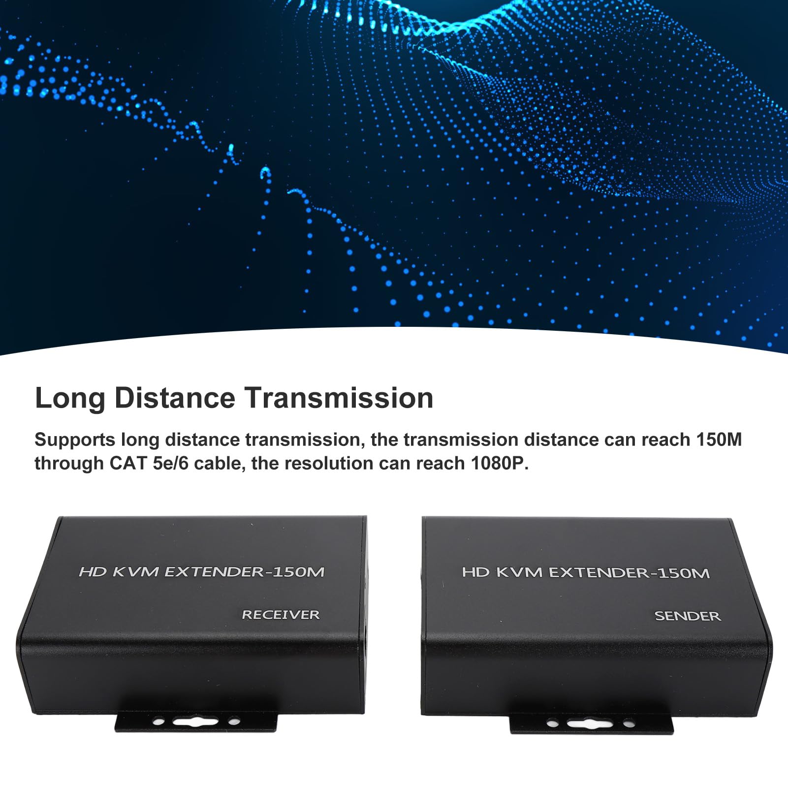 Rallonge USB HDMI KVM sur Un Seul Câble Ethernet Cat5e/6 jusqu'à 150 M, Rallonge KVM HD 1080P, émetteur-récepteur D'extension Ethernet pour Contrôle du Clavier et de la Souris