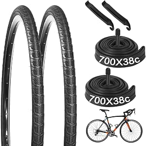 Yeesport 700 x 38C Bike Tires with Inner Tubes and Tire Levers, 2-Pack