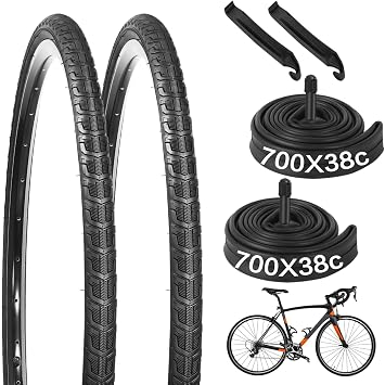 yeesport 2 PCS 700 x 38C Bike Tires and 2 PCS 700 x 35/43C Bike Inner Tubes with Valve 48mm, Plus 2 Tire Levers, Foldable Replacement Tires for Road Bicycle11