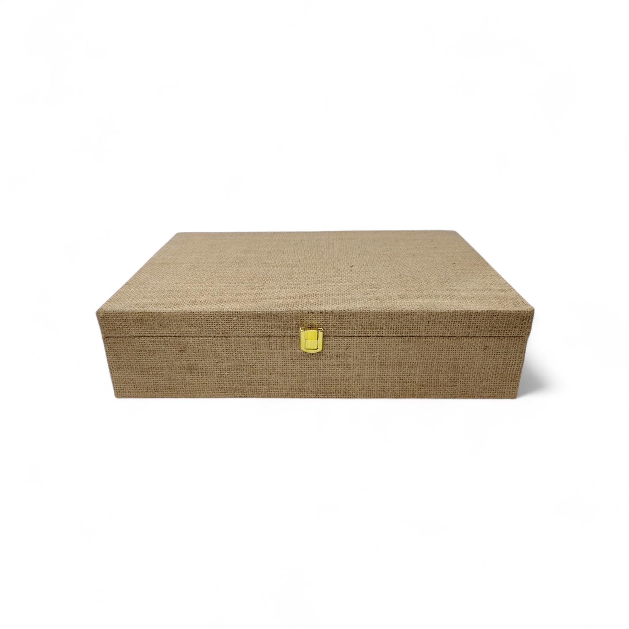 Natural Jute Storage Trunk with MDF | Large Compact Multipurpose Organizer for Home & Office (15 x 10 x 3.5 Inch, Pack of 1)-image-6