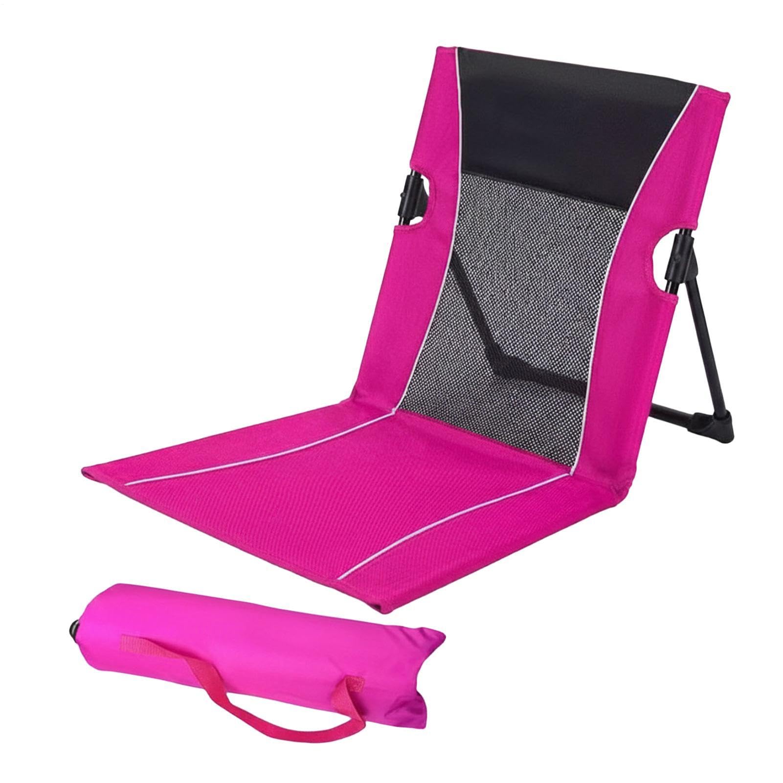 Foldable Low Beach Chair, Portable Poolside Lounge Seat with Carry Bag, Lightweight Outdoor Chair for Sunbathing Tanning Camping Picnic Lawn Concert Travel