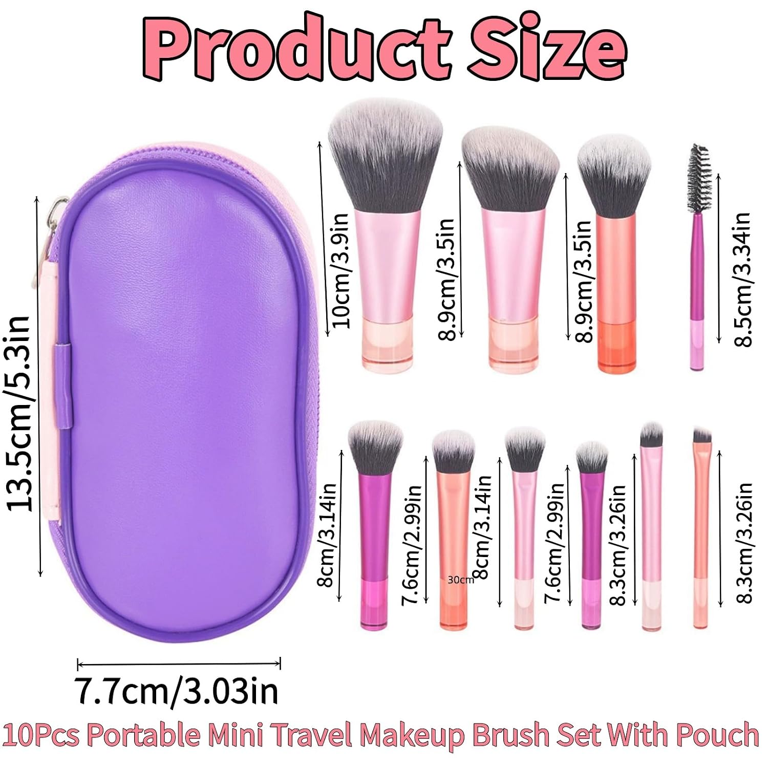 10 Pcs Travel Makeup Brush Set Portable Small Eyeshadow Eye Foundation Brush Shadow Contour Blush Mini Makeup Brushes Travel Size With Pack