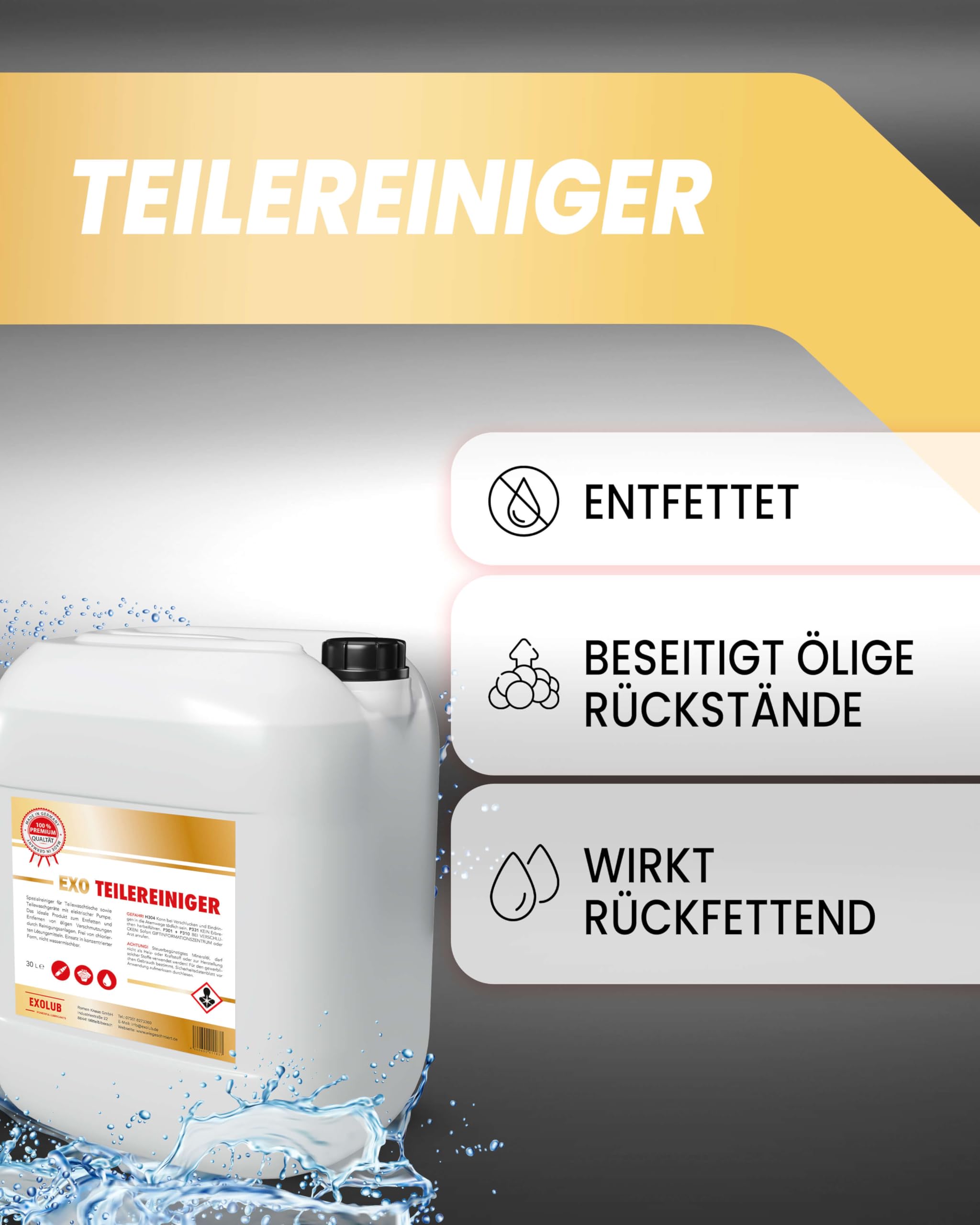 30 Liter Teilereiniger für Waschtische | Reiniger für Teilewaschgeräte | geeignet für elektrische Pumpen | Entfetter | Maschinenreiniger