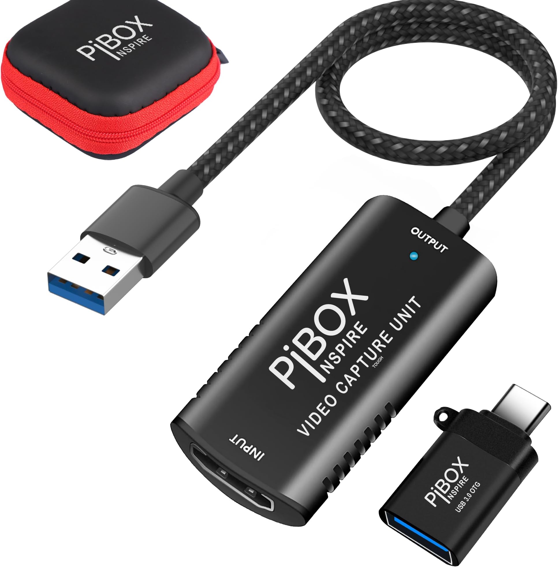 Video Capture Card, PiBOX India Braided Tough, 4K HDMI to USB 3.0 Game Capture Device Aluminium Windows Android Mac,HD 1080P Audio Video Card Live Streaming Gaming, Teaching Live Broadcasting
