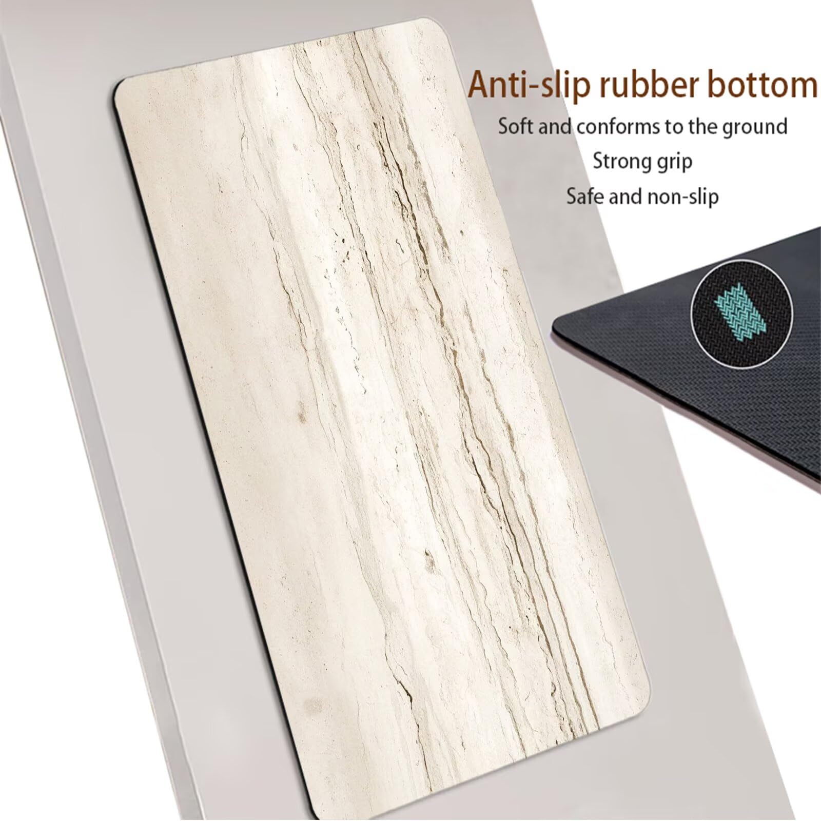 Alfombra de Baño Antideslizante, Alfombrilla Baño Diatomita Lavable a Máquina 70x140cm, Alfombra Cocina Súper Absorbente, Alfombras Cocina de Secado Rápido, Rug para Entrada Bañera Ducha Beige 7-100