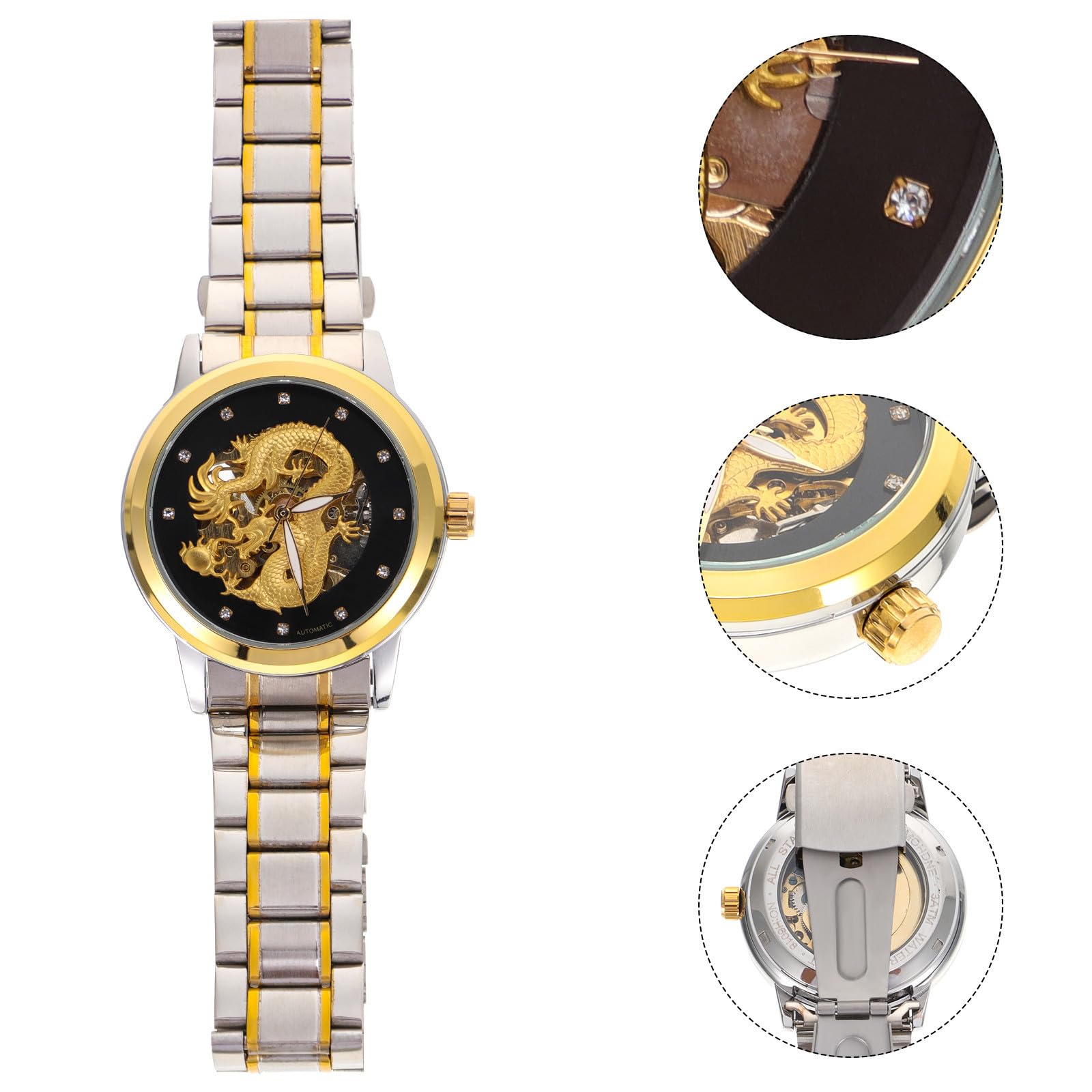 ULTECHNOVO Orologio da Uomo in Acciaio Inox, Meccanico, Traforato