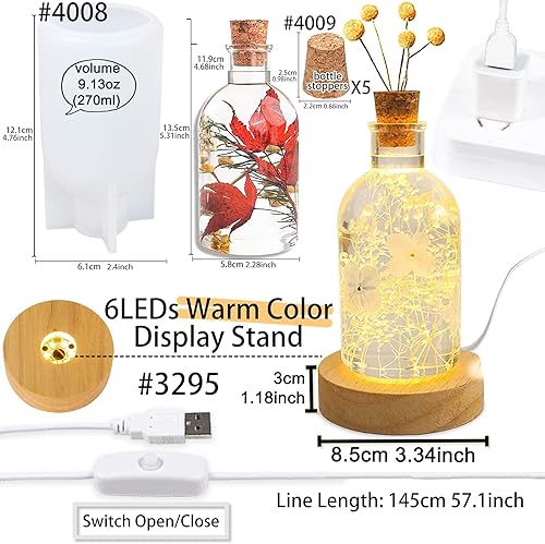 Miniatura 2 de Moldes de silicona de fundición de resina epoxi con lámpara USB y juego de 5 corchos