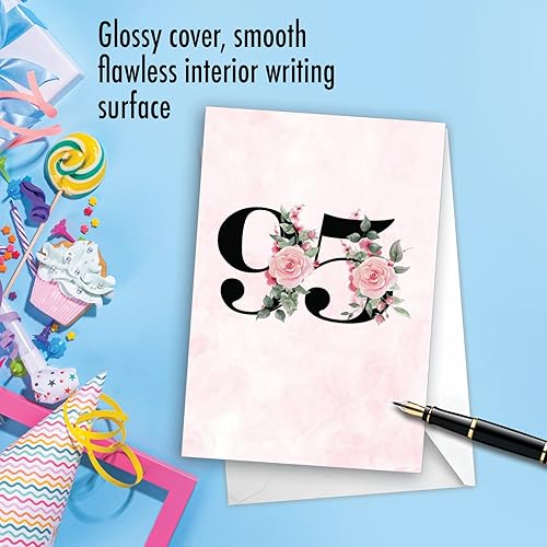 Miniatura 5 de NobleWorks - Tarjeta de felicitación de cumpleaños número 95 con sobre de 5 x 7 pulgadas (1 tarjeta) Floral Age 95 C8265MBG