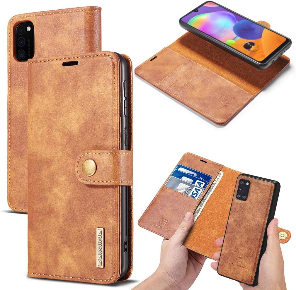 MOONCASE Samsung Galaxy A31 Case, Detachable Dual Use Protective Cover Either Wallet Leather Case or Slim Back Cover for Samsung Galaxy A31 (Brown)