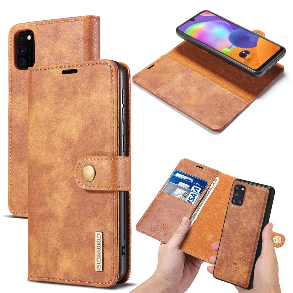 MOONCASE Samsung Galaxy A31 Case, Detachable Dual Use Protective Cover Either Wallet Leather Case or Slim Back Cover for Samsung Galaxy A31 (Brown)
