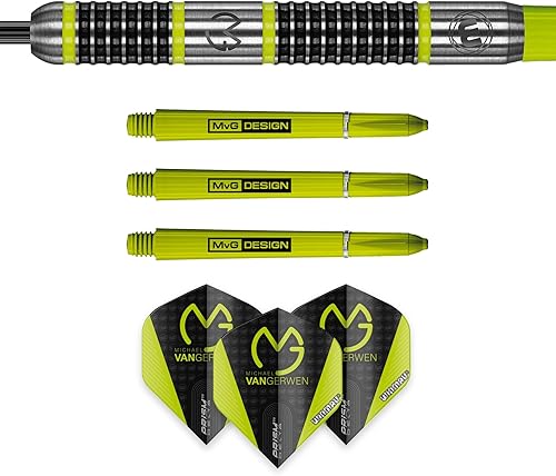 Miniatura 7 de WINMAU Michael Van Gerwen MvG Aspire Tungsten Steeltip Darts Set with Prism Flights and Nylon Shafts (Stems)