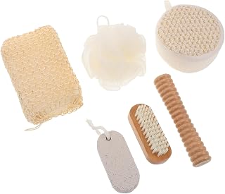Bathing Set with Sisal Shower Ball and Cleansing Brush for Travel | Beige Wood, Pp, Kraft Paper Gift Box, Elegant Packaging for Men and Family Members