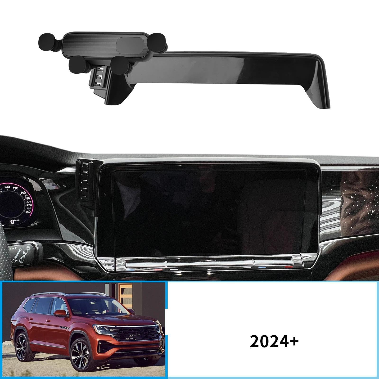 Uchwyt Samochodowy na Telefon dla VW Atlas Teramont 2024-2025, uchwyt samochodowy na telefon komórkowy, ekran, stała podstawa, stojak na nawigację GPS (podstawa i uchwyt 3)