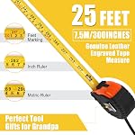 Gifts for Son, Tool Gifts for SonGenuine Leather Engraved 25 FT Tape Measure, Birthday Gifts for Son from Dad Mom Stocking Stuffers for Men Christmas