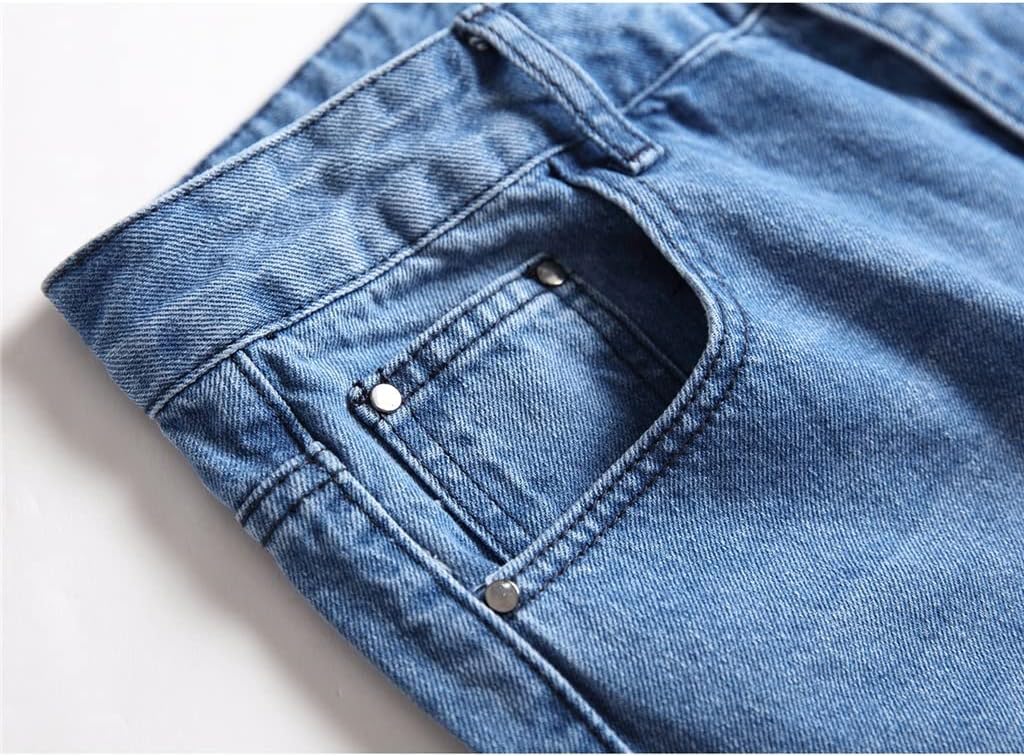Men's Jeans Straight-Leg Slim-fit Ripped Cotton Denim Trousers Casual