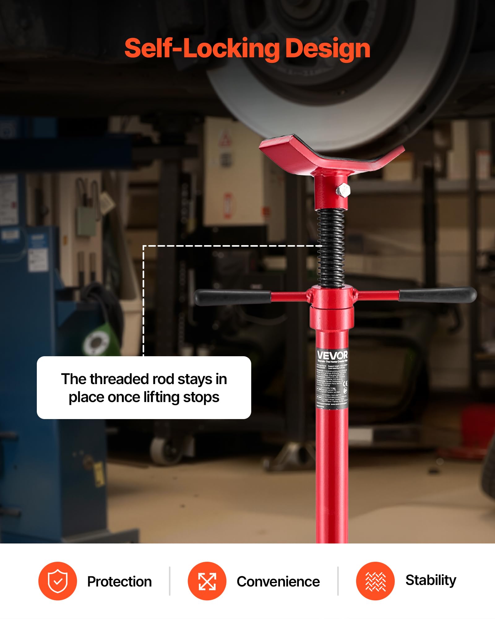 VEVOR Supporto per Fossa e Sottoponte Carico Max. 0,75 Tonnellate, Supporto da Fossa Altezza Regolabile 137,2-213 cm, Maniglia, Cuscinetti a Forma di U Riparazioni Manutenzione Officina Garage