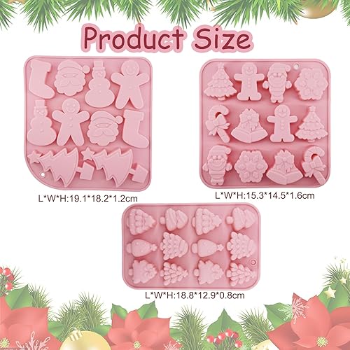 Miniatura 3 de Paquete de 3 moldes de caramelo de chocolate de Navidad, moldes de silicona para vacaciones, árbol de Navidad, árbol de jengibre, copo de nieve,