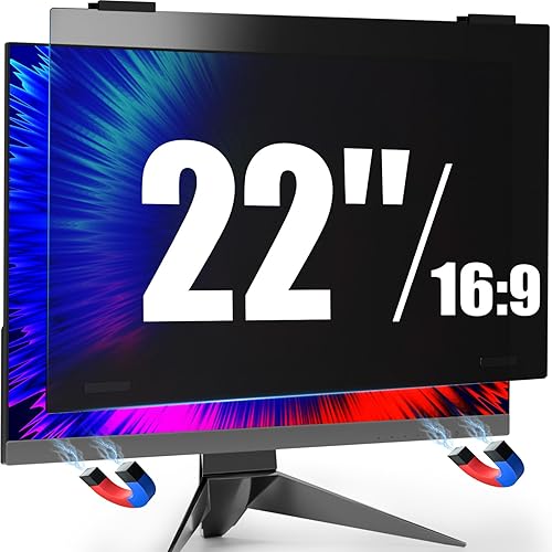 Miniatura 10 de Pantalla magnética de privacidad de 24 pulgadas para monitor de computadora, relación de aspecto 16:9, protección privada de luz azul antirreflejos,
