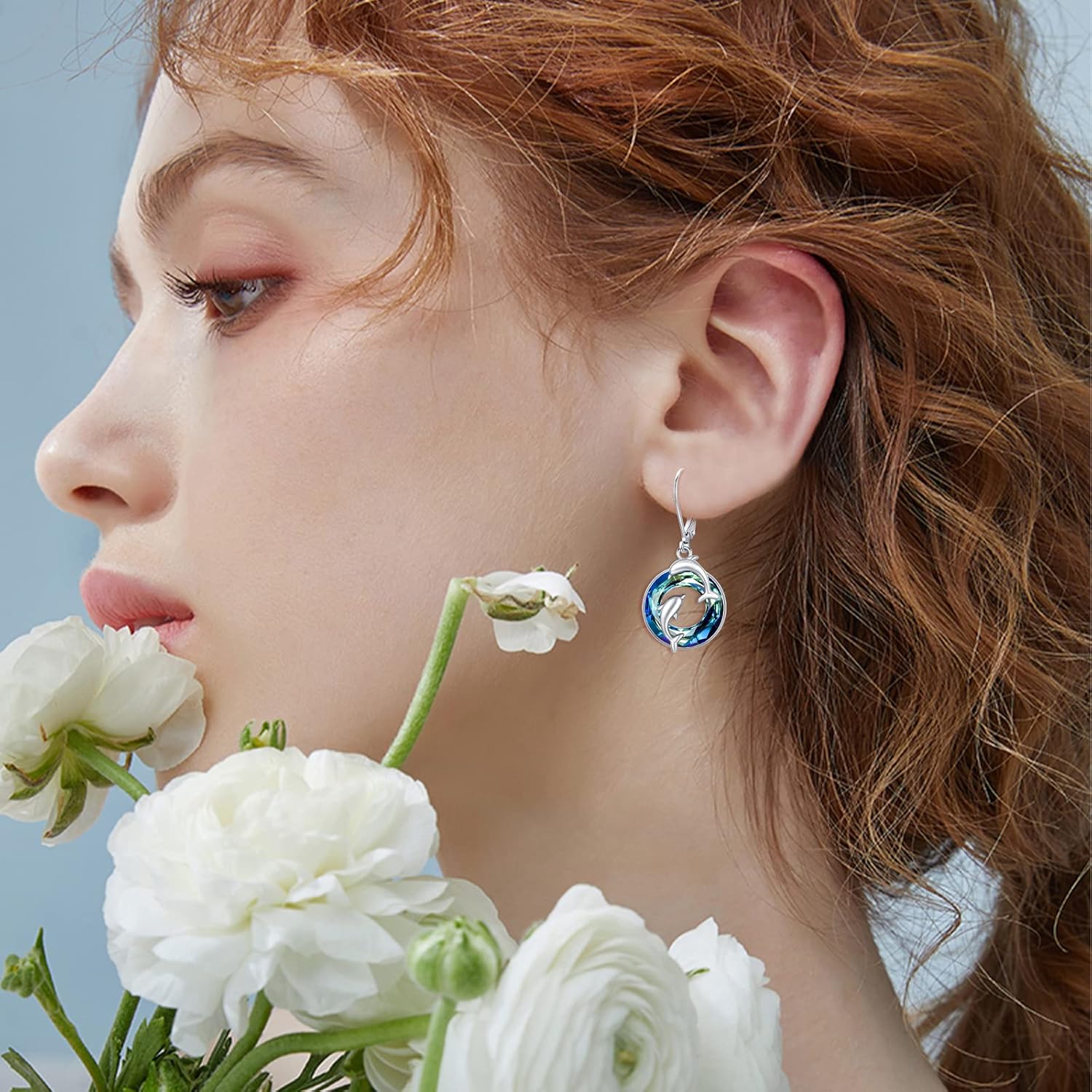 Crystal Dolphin Earrings,S925 Sterling Silver Double Dolphin Dangle Earrings For Ocean Sea Animal Lover for Women - Image 4