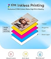 Vista 2 de Liene Impresora fotográfica de 2 x 3, mini impresora de imágenes portátil 105 papel adhesivo (50 papel mono y 55 papel Zink), Bluetooth 5.0