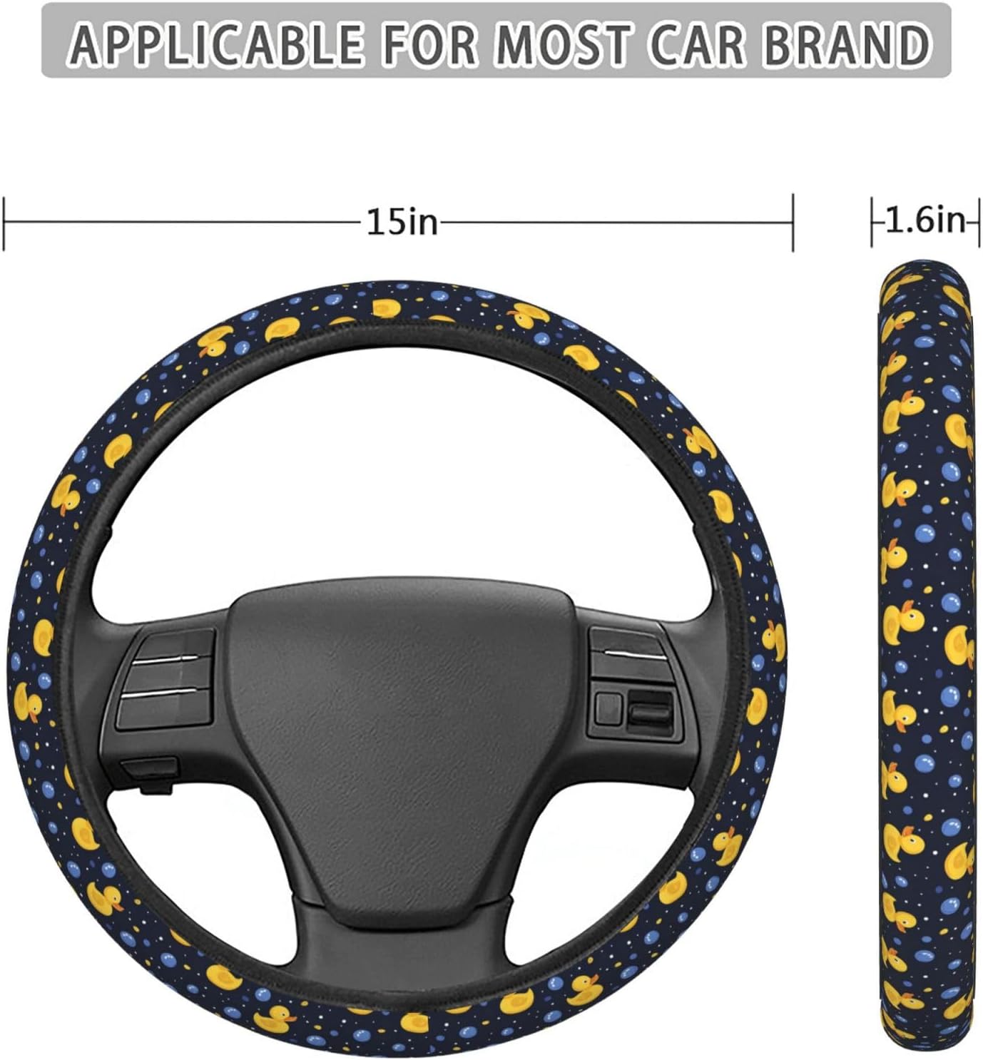 Yellow Duck Car Steering Wheel Cover Auto Steering Wheel Protector Anti-Slip Elasticity and Breathable Car Accessories Universal 15 Inch for Cars SUV Sedan Vans Trucks