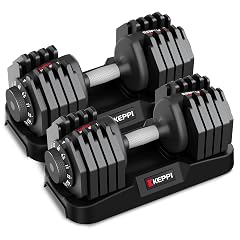Keppi Adjustable Dumbbells Set-25lb 40lb 55lb 60lb Anti-Slip Metal Fast Adjust Weight Handle Exercise Fitness for Full Body