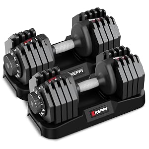 Keppi Adjustable Dumbbells Set-25lb 40lb 55lb 60lb Anti-Slip Metal Fast Adjust Weight Handle Exercise Fitness for Full Body