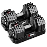 Keppi Adjustable Dumbbells Set-25lb/40lb/55lb/60lb, Anti-Slip Metal Fast Adjust Weight Handle, Exercise & Fitness for Full Body Workout - Adjustable Dumbbell Series