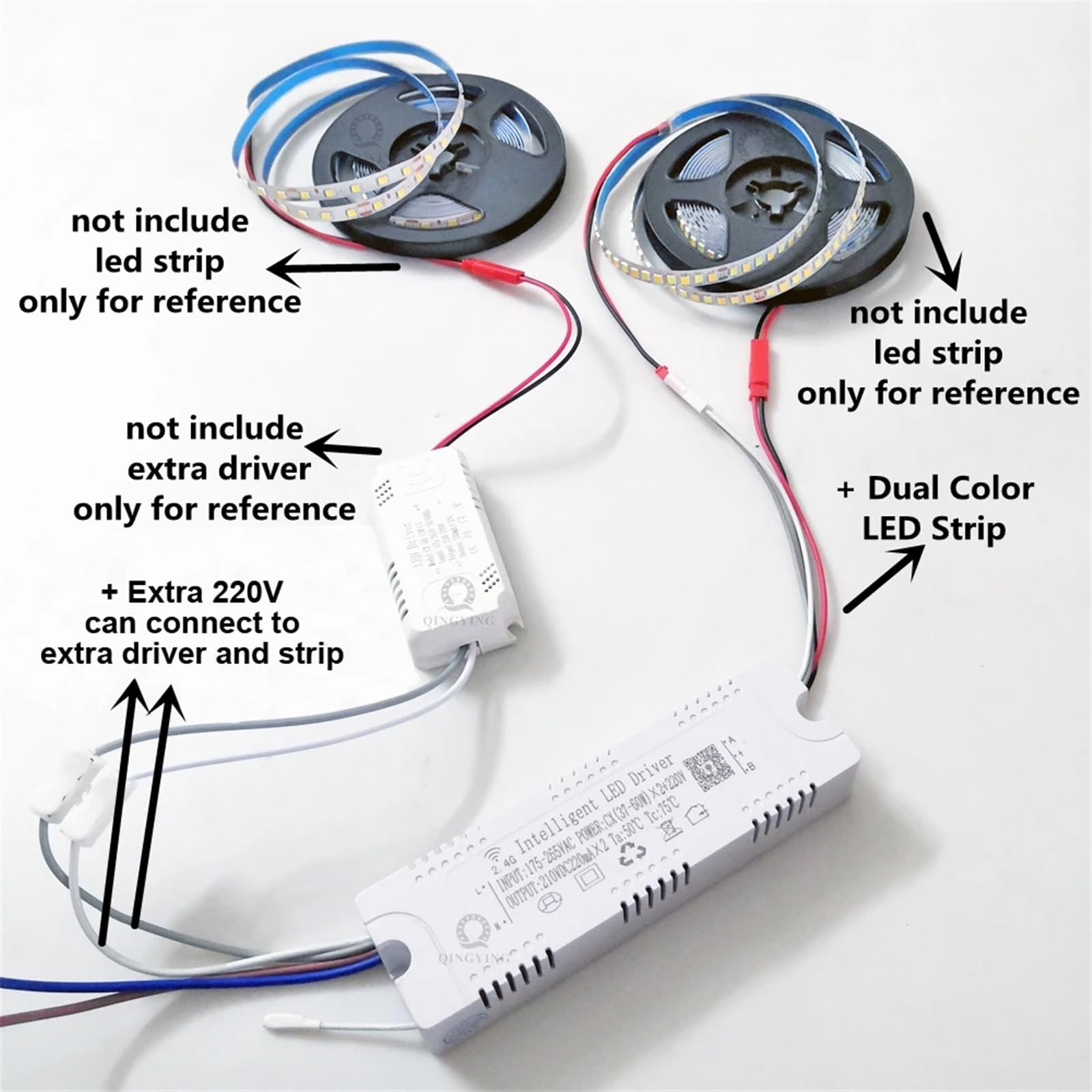 1-5 sztuk 2.4G Inteligentny kontroler LED 37-60Wx2 + 220V ze zdalną aplikacją i kontrolą ściemniania kolor zmienna lampa (1PCS-WITH EXTRA 220V)
