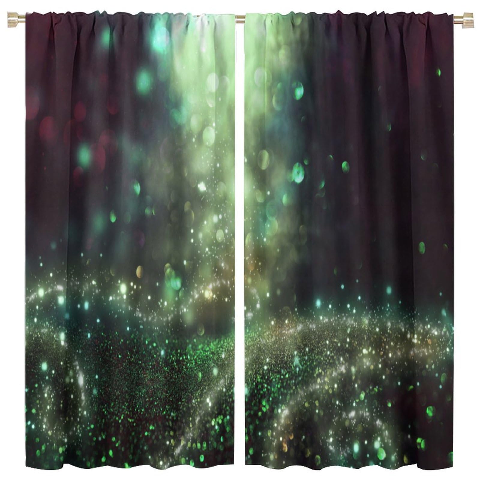 Firefly Blackout Window Curtain,Abstract and Magical of Sparkling Fireflies Flying in The Forest at for Girls Boys Living Room Bedroom Decor Drapes 2 Panels 63x63in