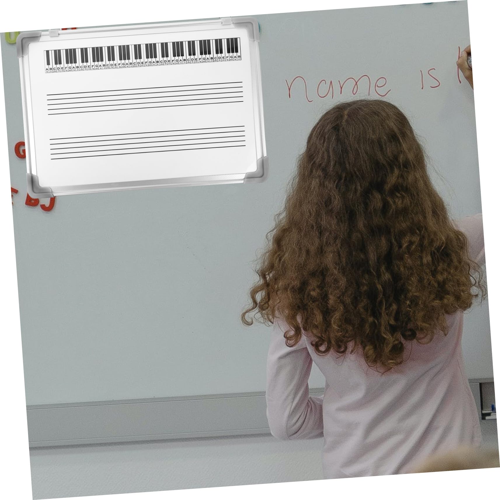 STOBOK Trocken Abwischbares Notenlinien Whiteboard für Musikunterricht Leichte Lerntafel aus Aluminiumlegierung Weiß für Schule und Zuhause
