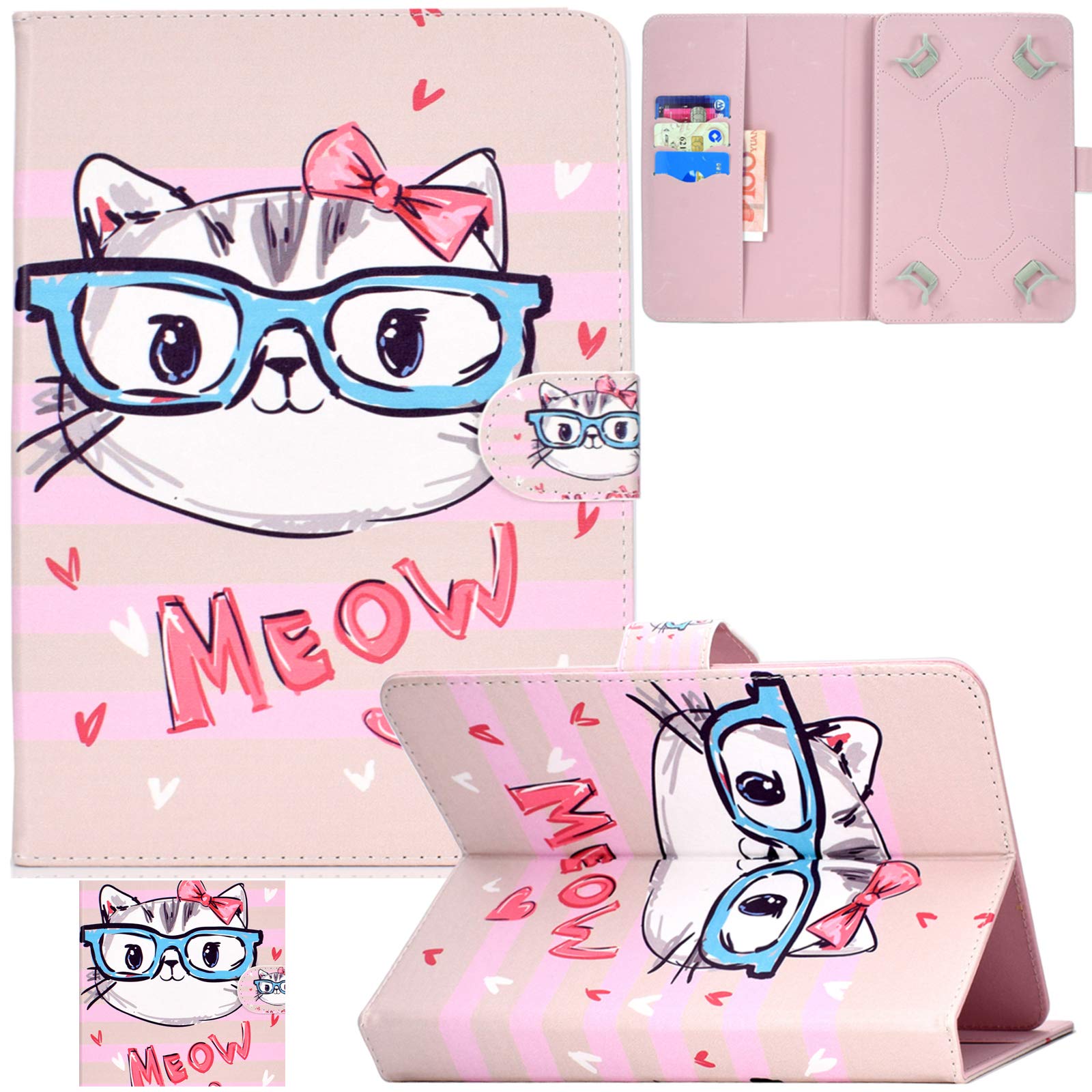 Artyond Universal Case for 9.0-10.5 Inch Tablet, PU Leather Stand Folio Protective with Card Slots Case for iPad/Samsung/Kindle/Huawei/Lenovo/Android