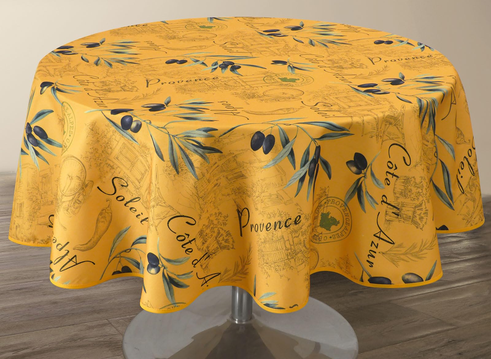 Le linge de Jules Tafelkleed, vuilafstotend, motief Paradijsbloesem, rechthoekig, 150 x 300 cm, zwart, groen, roze, oranje, wit
