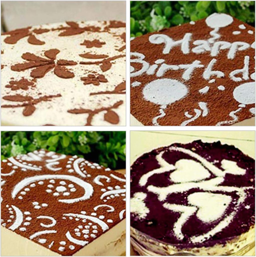 iSuperb 4 Pieces Cake Top Stencils Cookie/Cake Decorating Painting Templates Baking Tool for Cupcake Wedding Cake Fondant Impression, Wedding Birthday Party Cake Decoration Supplies