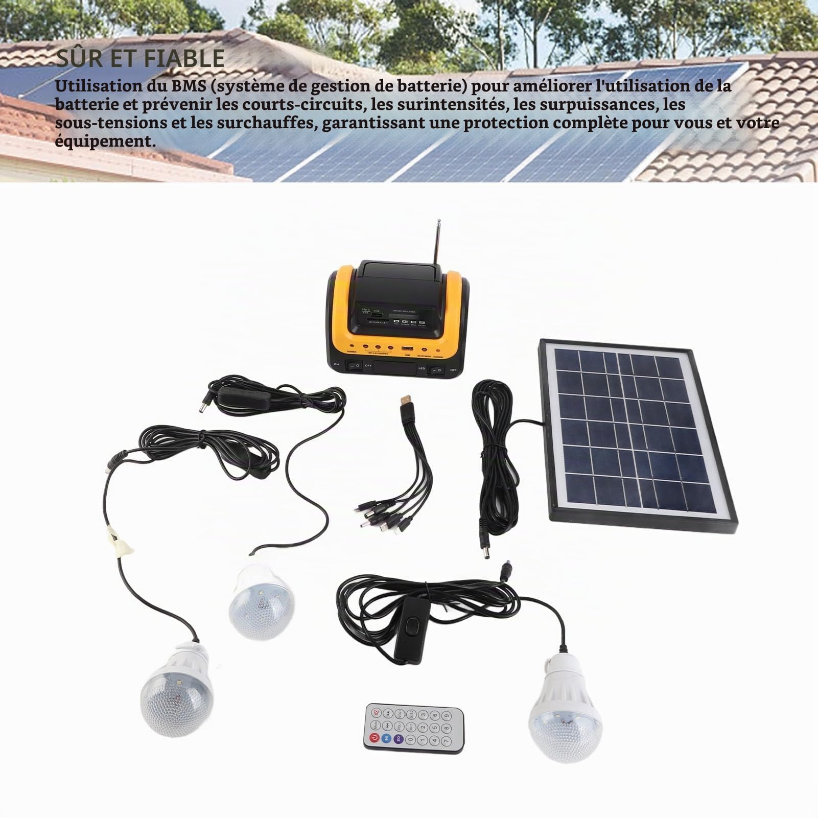 Générateur D'énergie Solaire, Système D'alimentation par Batterie Rechargeable 5000 MAh Centrale Solaire D'urgence pour Camping en Plein Air Voyage D'urgence