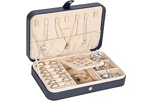 Landici Small Jewelry Box for Women & Girls, PU Leather Travel Jewelry Case