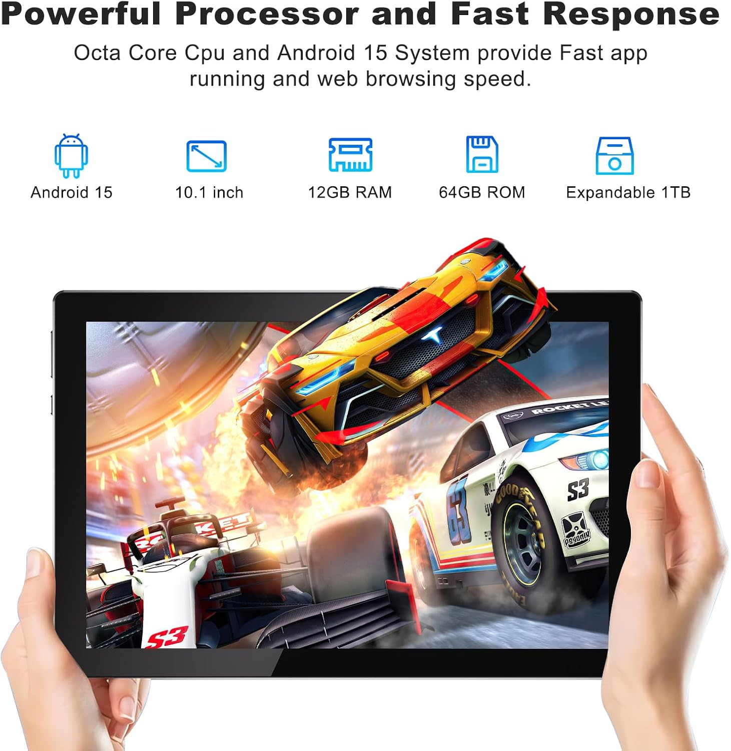 ATOZEE 10 Inch Tablet Android 15 Tablets 2 in 1 Tablet with Keyboard 12GB RAM+64GB ROM(Supports 1TB Expansion) Tableta 2MP+8MP Camera 6000mAh Battery Mouse/Case/Stylus 5G WiFi-6 10.1" Android Tablets
