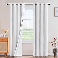 Vista 61 de PrinceDeco Cortinas de lino 100% opacas para dormitorio/sala de estar, reducen el ruido, cortinas de ventana con bloqueo de luz, cortinas