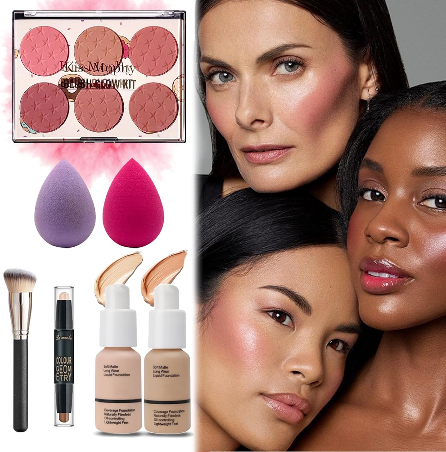 All in One Full Makeup Kit for Women, Makeup Set for Women&Beginner,Eyeshadow, Foundation, Lipsticks, Eyeliner, Mascara, Brow Soap Make Up Gift Set for Women Teen Makeup Kit For Girl (A2-02UK) 71pp8mVpkZL. AC SL1500