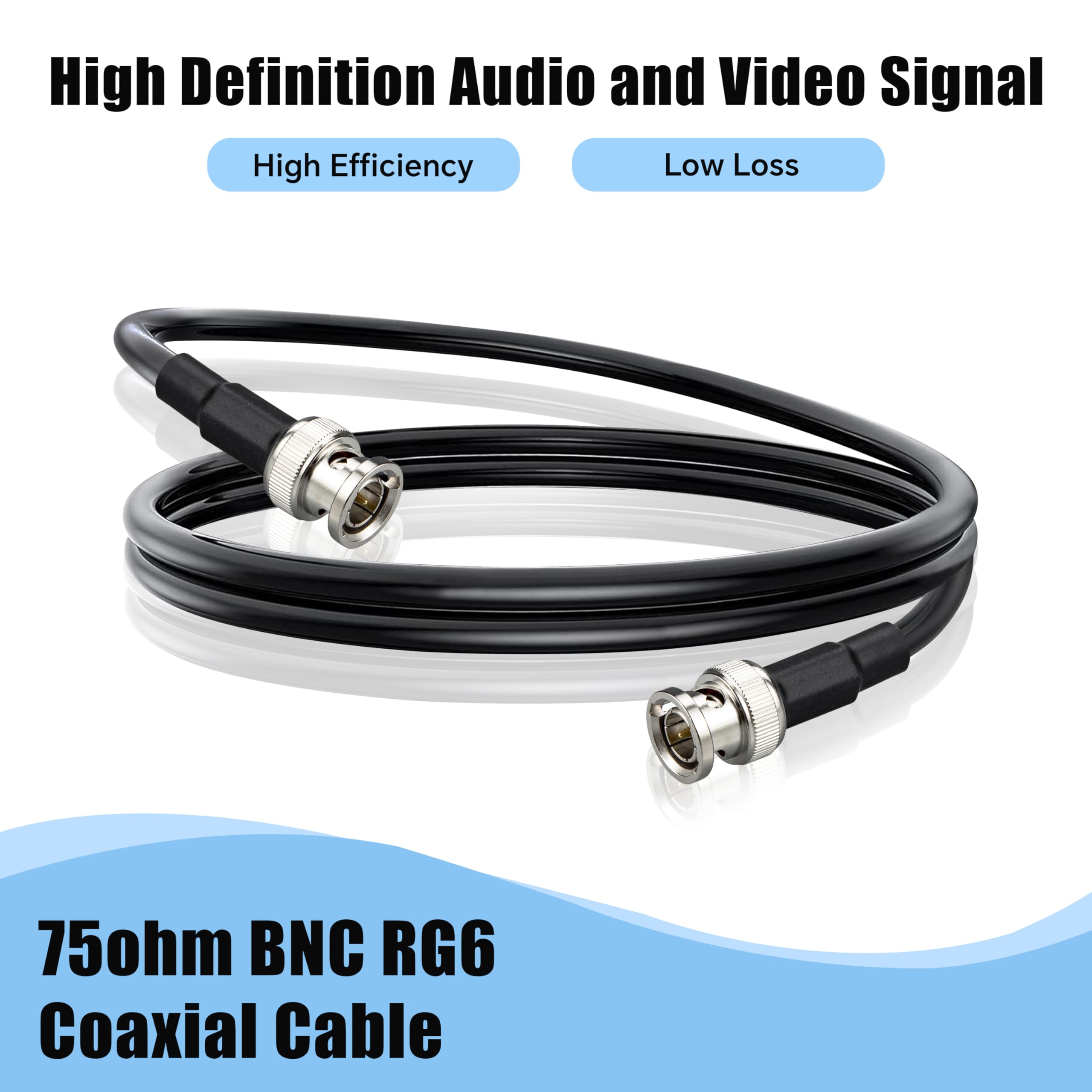 Cavo BNC SDI 15 Metri Cavo Coassiale RG6 75 Ohm Basso Attenuazione Connettori BNC Plug&Play per Sistemi CCTV Videocamere Sicurezza DVR 3G-SDI Impianti Videosorveglianza