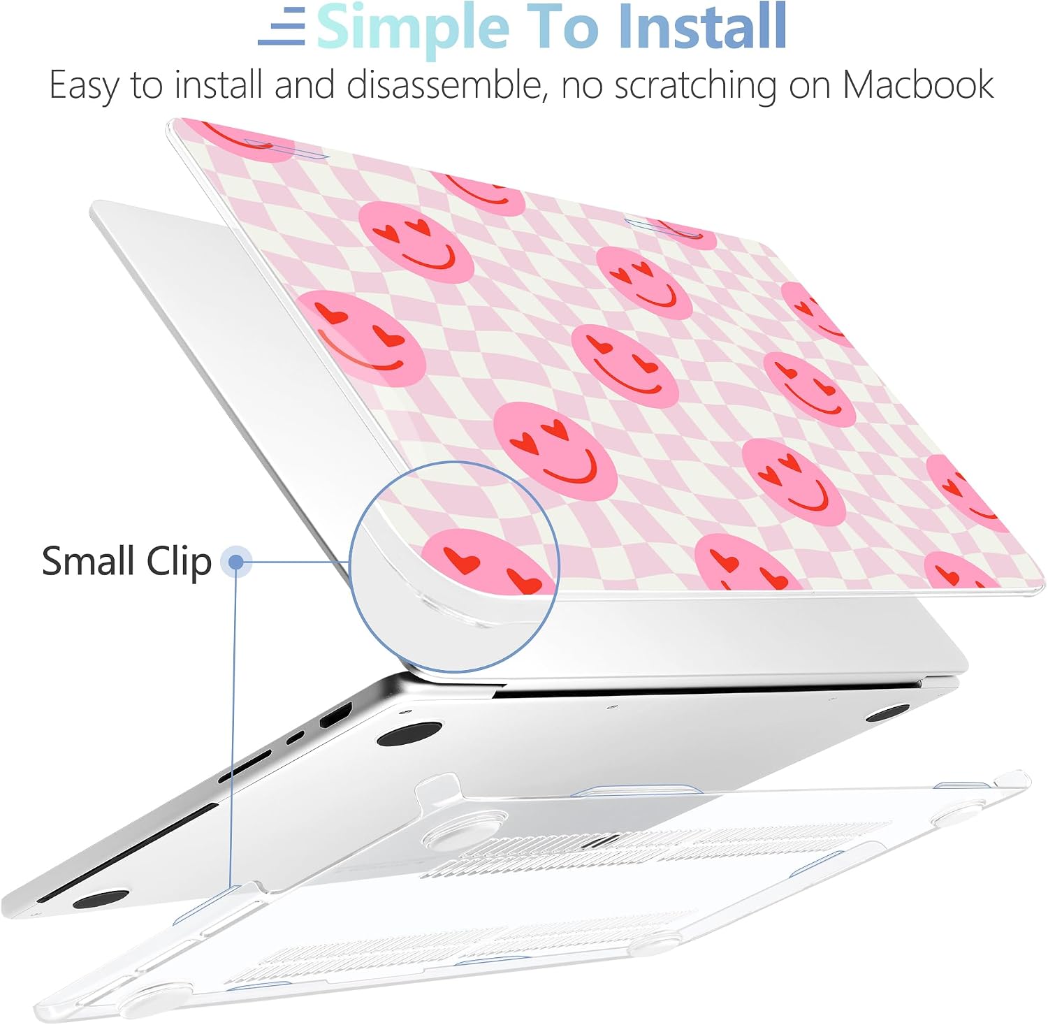 MEEgoodo Case for MacBook Pro 14 inch (M5/M4/M3/M2/M1) Pro/Max 2026 2025 2024 2023 2021, Laptop Shell Fit Model A3427/A3426/A3434/A3112/A3401/A3185/A2918/A2992/A2779/A2442,Checkered Pink Hearts