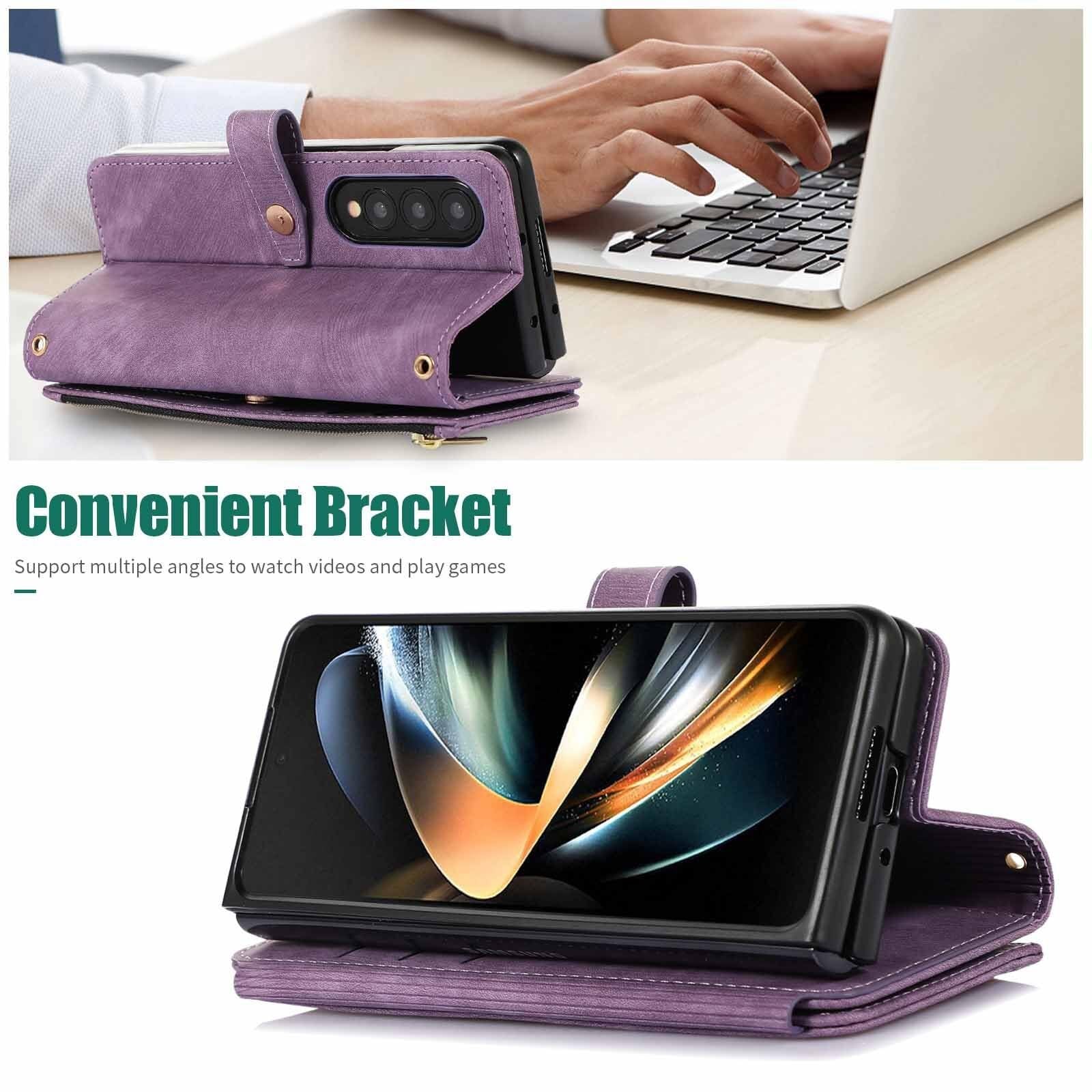 Generic Etui kompatybilne z Samsung Galaxy Z Fold 6 (kolor: zielony) portfel z klapką skórzane magnetyczne etui na tył telefonu