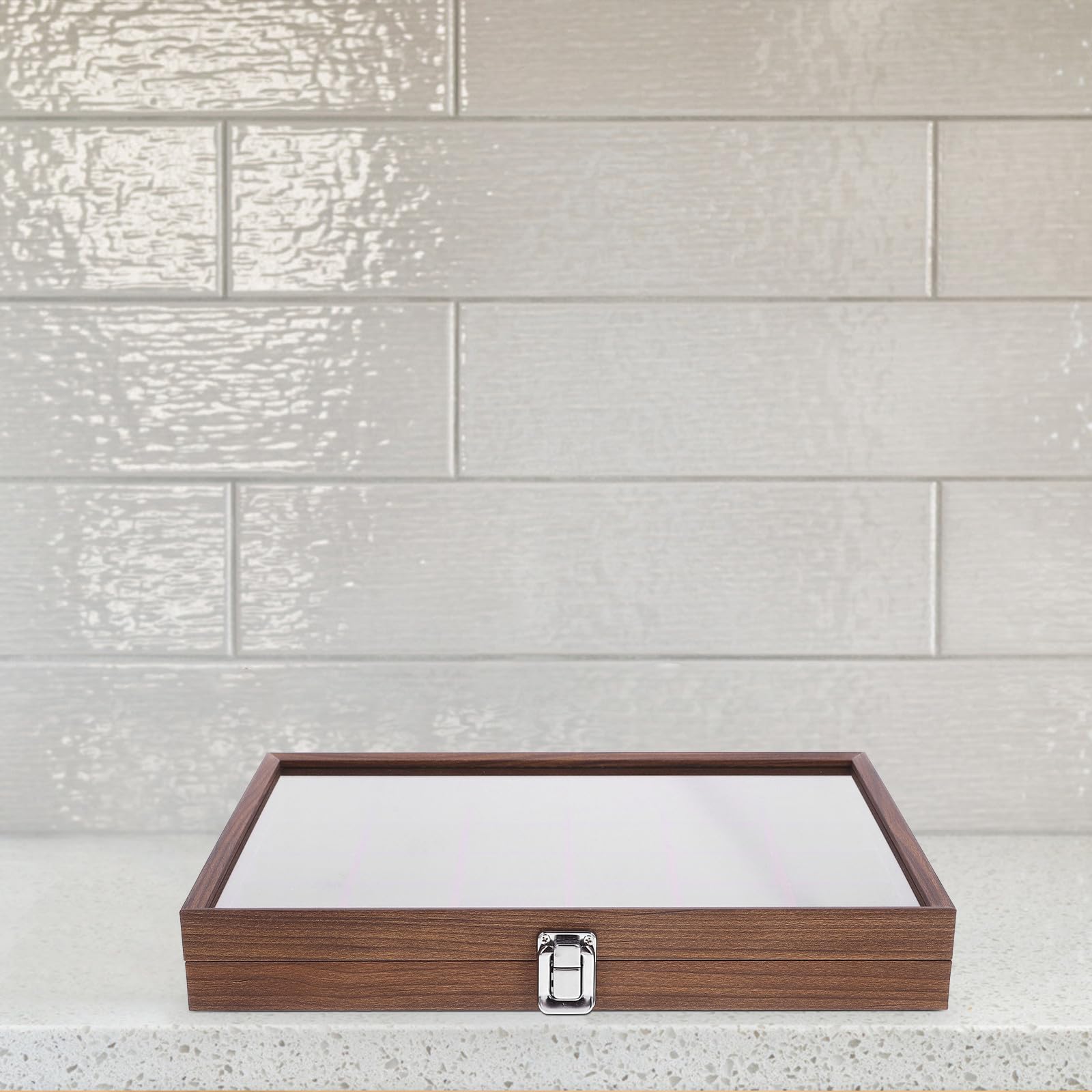 VOSAREA Boîte de Rangement Thé en Bois et Verre avec 30 Compartiments Design Élégant et Rectangulaire, Maison Salle à Manger