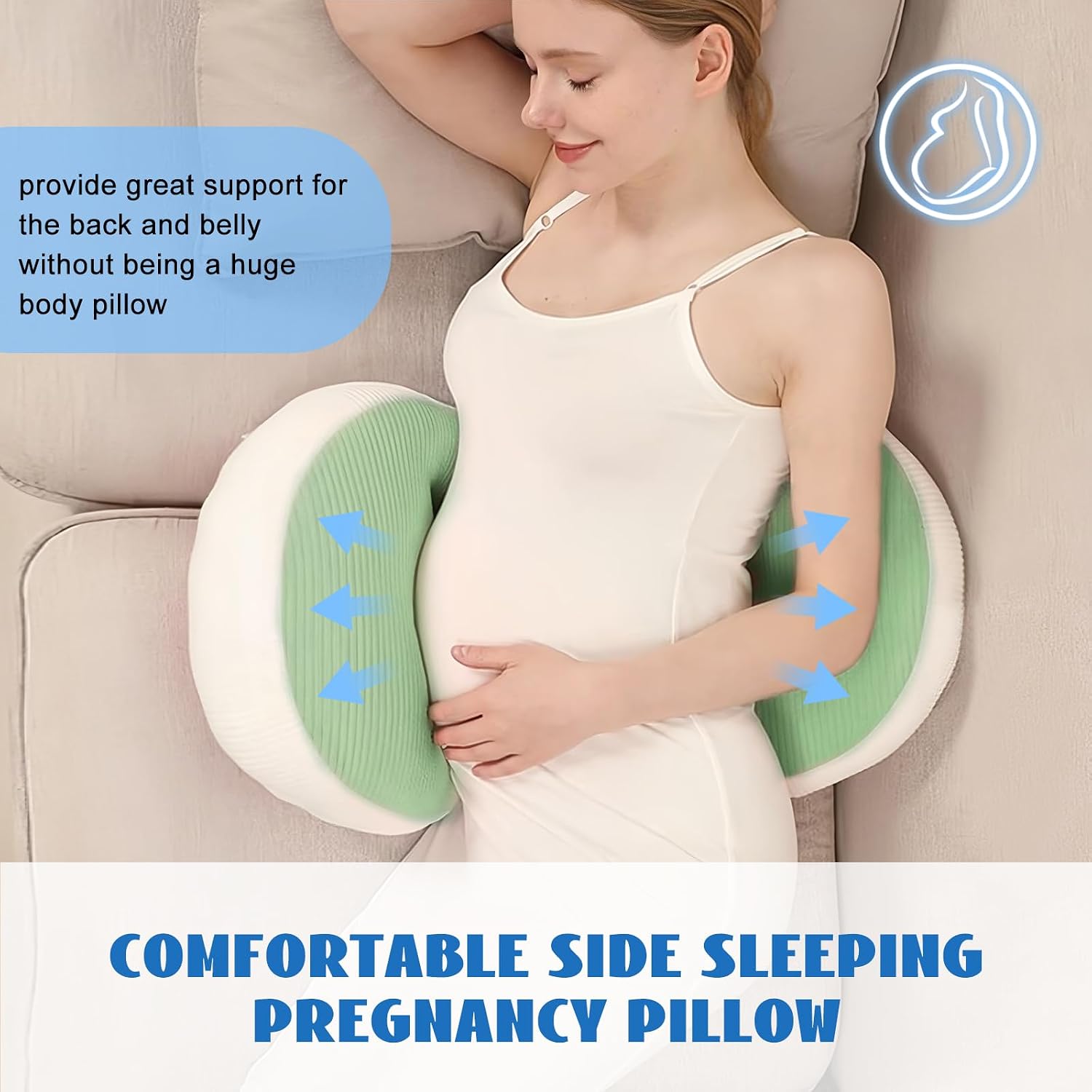 Pregnancy Pillow for Pregnant Women, Memory Foam Pillow for Side Sleeper, Maternity Pillow Support for Back, Belly, HIPS, and Legs, Portable and Adjustable Travel Wedge Pillows Green