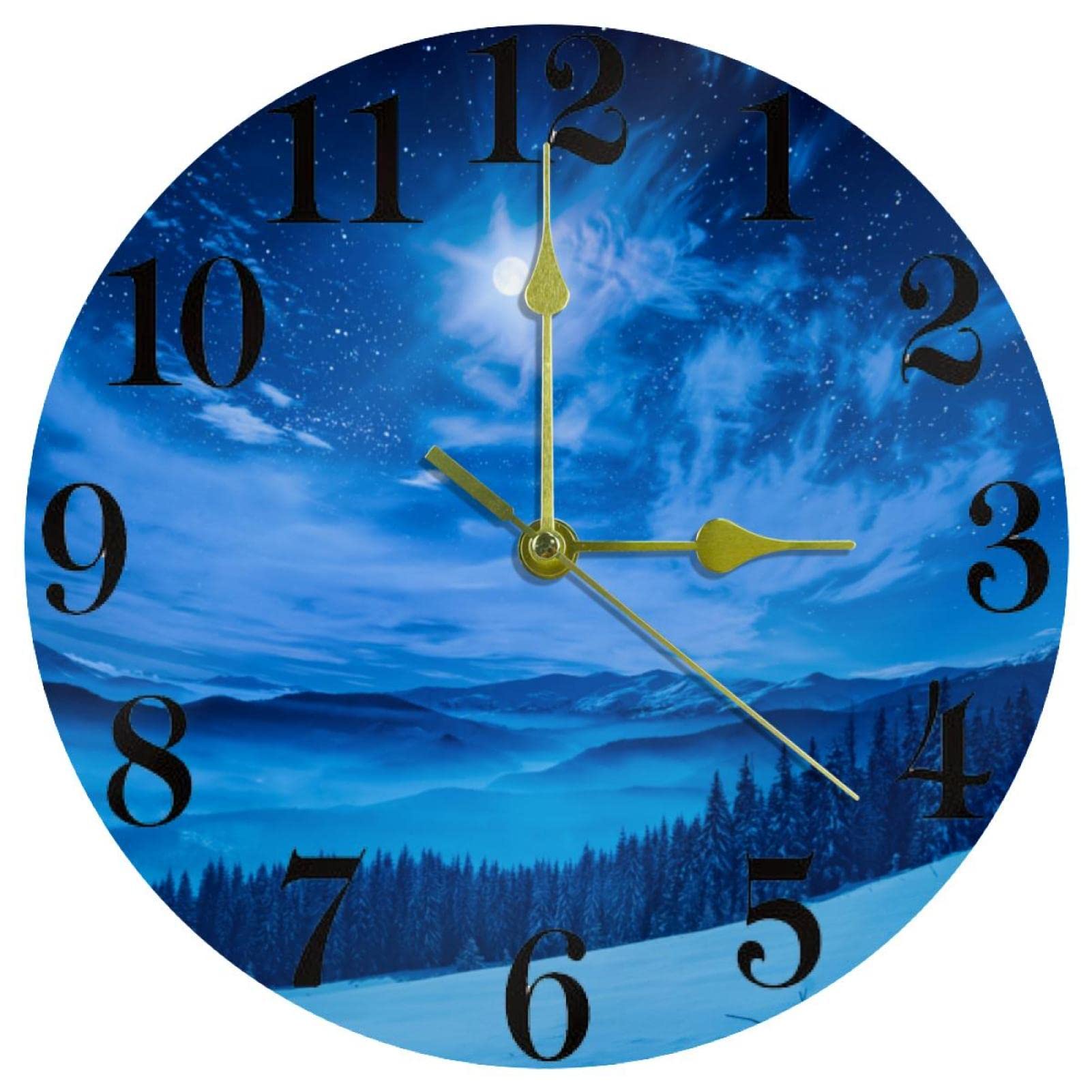 Horloge murale bleu ciel étoilé silencieuse de 25,4 cm fonctionnant à piles