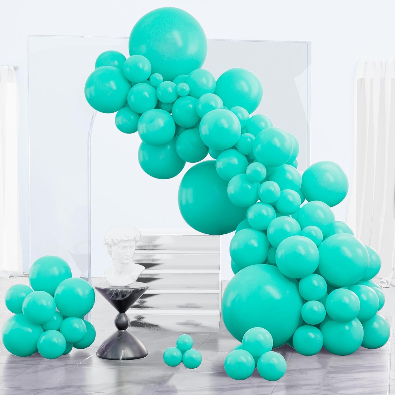 PartyWoo Teal Blue Balloons 123 pcs Turquoise Balloons Different Sizes Pack of 18 12 10 5 Inch Teal Balloon Arch Kit Aqua Balloon Garland for Birthday Graduation Baby Shower Party Decorations Blue-Y69 Teal-y69