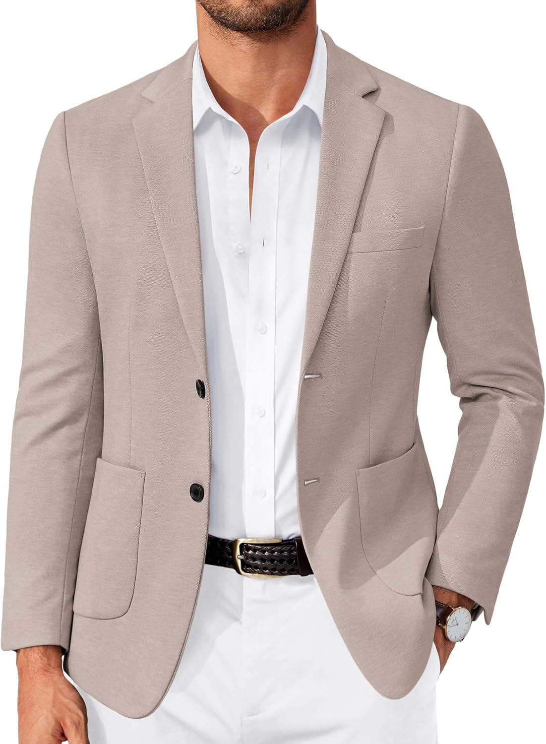 COOFANDY Men's Casual Knit Blazer Slim Fit Lightweight Sport Coat Stretch Two Button Suit Jacket