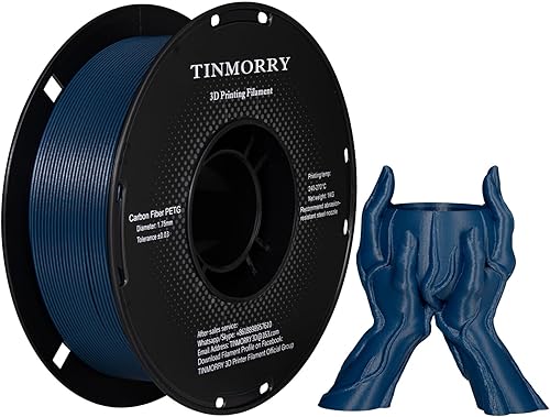TINMORRY PETG-CF - Filamento PETG de fibra de carbono de 0.069 pulgadas, compatible con impresora 3D Bambu FDM, carrete de 2.2 lbs, color azul