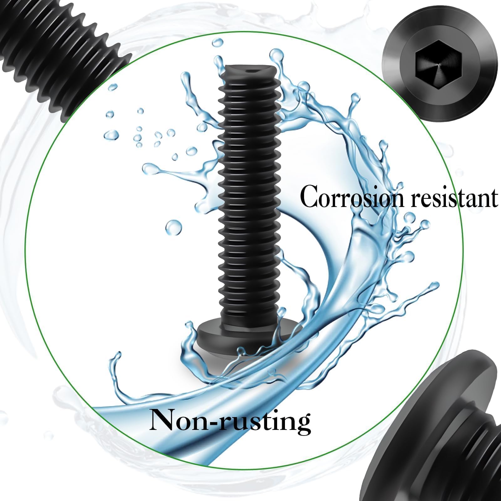 Pyroclasia M6 Black Bolt 20 Pcs M6 x 30 mm Flat Head Hex Socket Cap Screws Bolts 304 Stainless Steel Furniture Bolt Ful Thread with Hex Key Black Oxide for Assembly Machinery Industry - Image 4